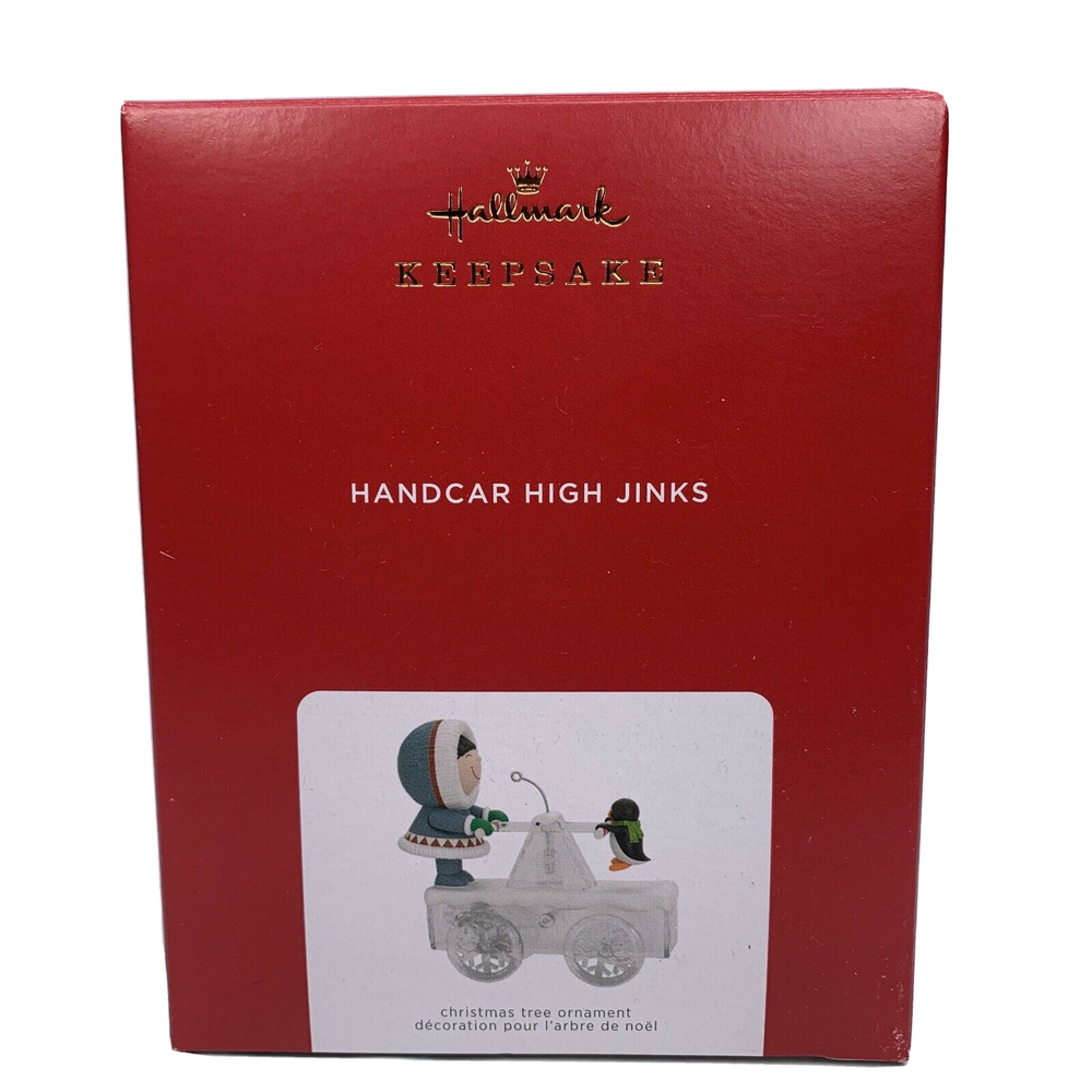 Hallmark Keepsake HANDCAR HIGH‎ JINKS Frosty Friends 2021 Ornament Motion